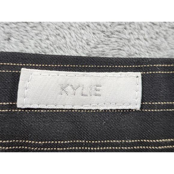 Vintage Liz Claiborne Kylie Pin Striped Pleated Trouser Pants Size 14P Black Tan - Picture 6 of 15